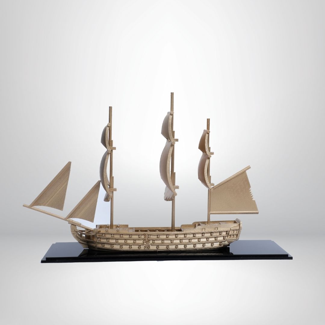 Golden Sailing Ship Model (Three-Mast)